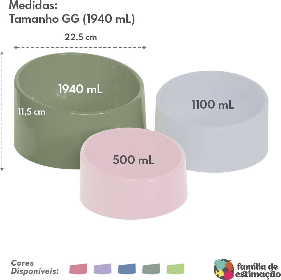 Comedouro Slim Família Estimação Lavanda para Cães - Tam. GG