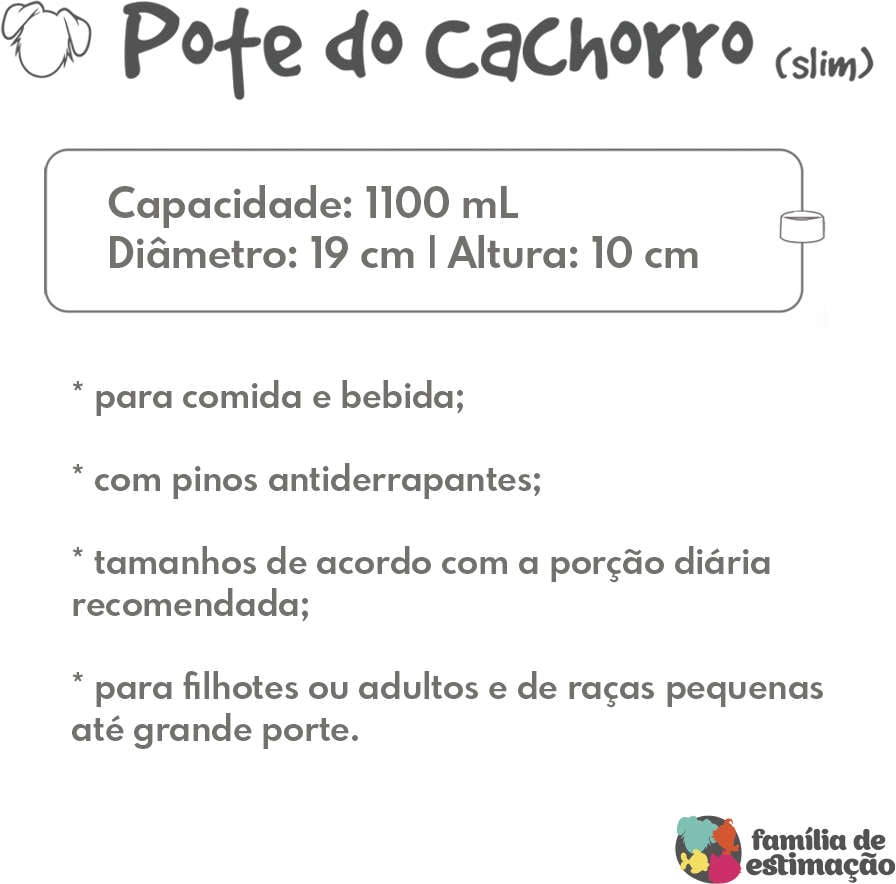 Comedouro Slim Família Estimação Lavanda para Cães - Tam. G