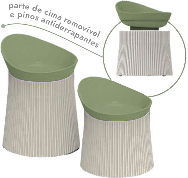 Bebedouro e Comedouro Família de Estimação Ergonômico Verde Pastel para Cães - Tam. P
