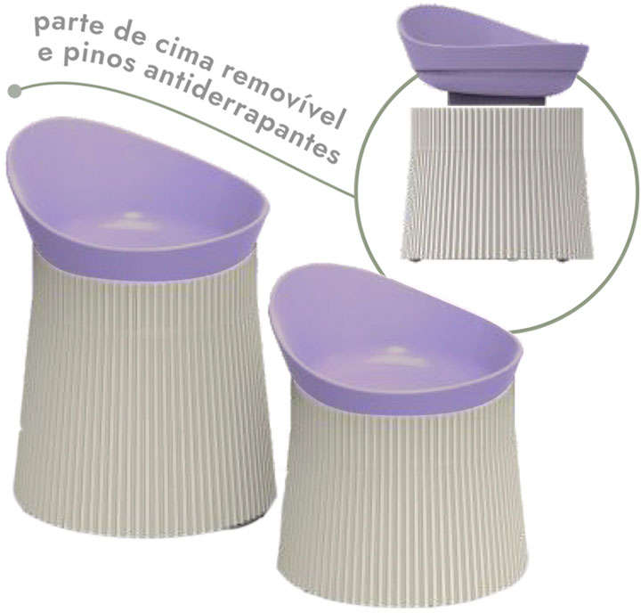 Bebedouro e Comedouro Família de Estimação Ergonômico Lavanda para Cães - Tam. P