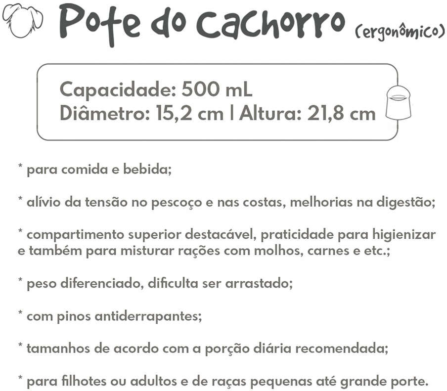 Bebedouro e Comedouro Família de Estimação Ergonômico Lavanda para Cães - Tam. M
