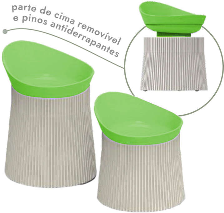 Bebedouro e Comedouro Família de Estimação Ergonômico Verde Cítrico para Cães - Tam. M
