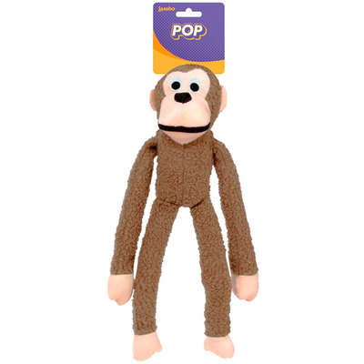 Brinquedo Mordedor Jambo Pet Pelúcia Macaco New Pop Marrom