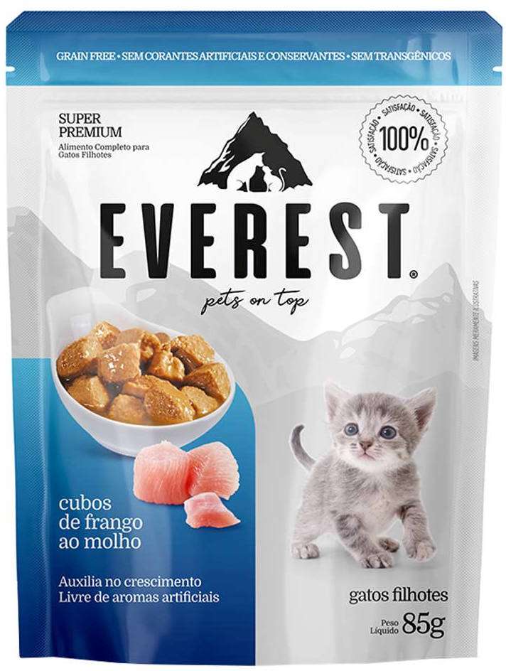 Ração Úmida Everest Cubos de Frango ao Molho para Gatos Filhotes - 85 g