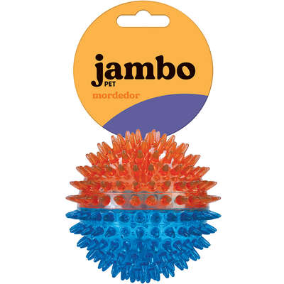 Brinquedo Jambo Pet Bola TPR Média Espinho Dual Azul e Laranja”