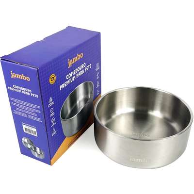 Comedouro Jambo Pet Premium Aço Inóx Silver