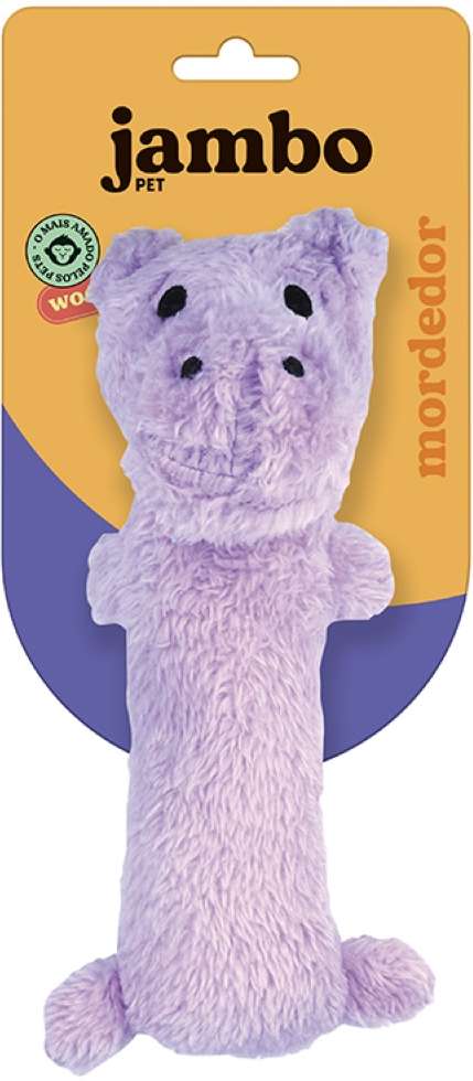 Brinquedo Mordedor Jambo Pet Barriguinha Plush Hippo Rosa - Tam. Único