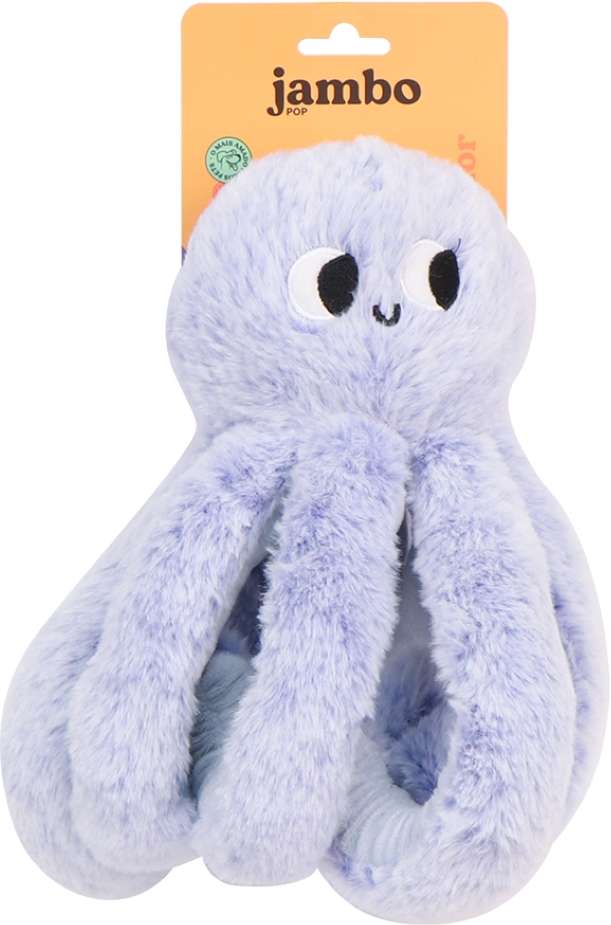 Brinquedo Mordedor Jambo Pet Pelúcia Pelúcia Frizzy Octupus Azul Escuro Médio - Tam. Único