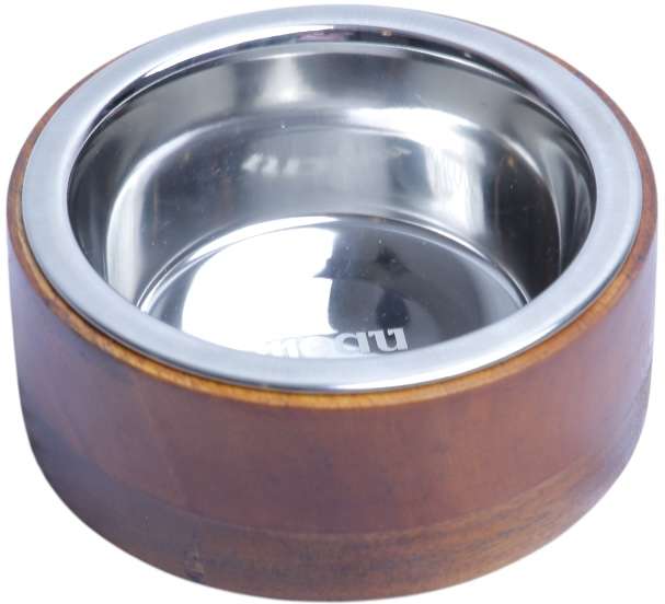 Comedouro de Inox e Madeira Meau para Cães - 380 mL