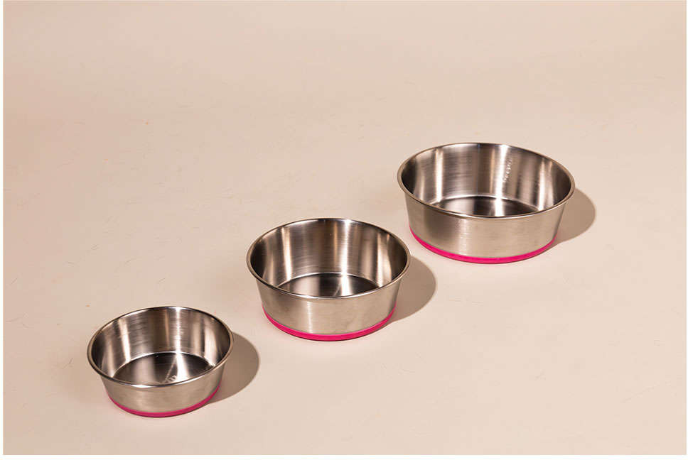 Comedouro Meau Inox Antiderrapante Rosa - 1 lItro