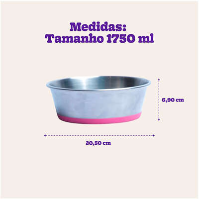 Comedouro Meau Inox Antiderrapante Rosa