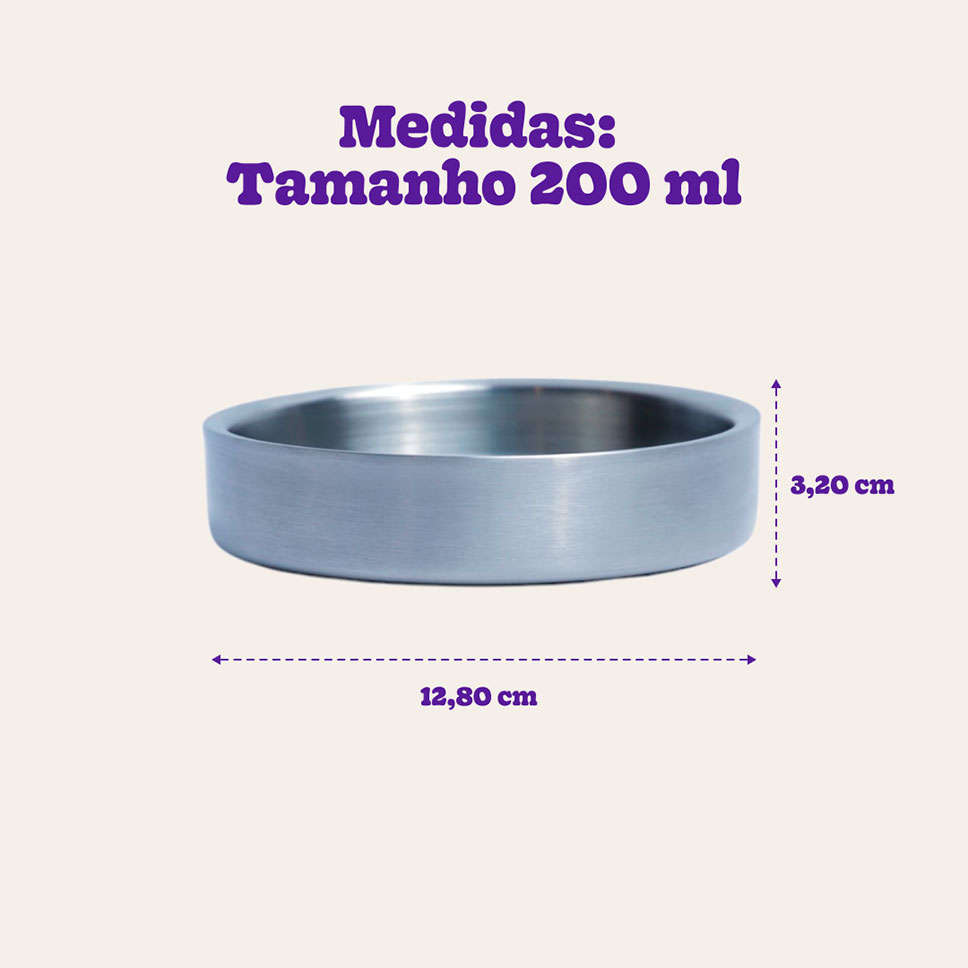 Comedouro de Inox com Parede Dupla Meau para Gatos - 200 mL