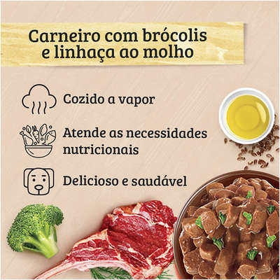 Ração Úmida Keldog Sachê Carneiro, Brócolis e Linhaça - 100 g