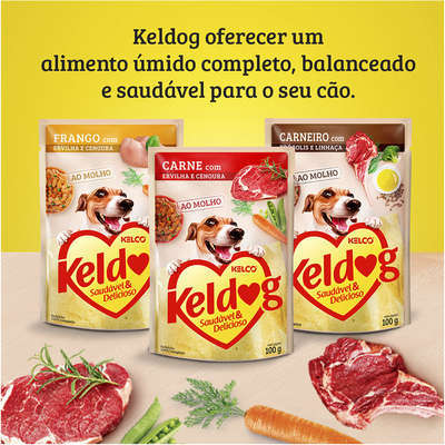 Ração Úmida Keldog Sachê Carne, Ervilha e Cenoura - 100 g