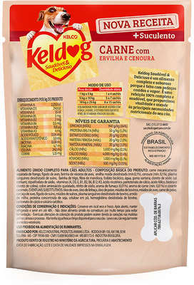 Ração Úmida Keldog Sachê Carne, Ervilha e Cenoura - 100 g