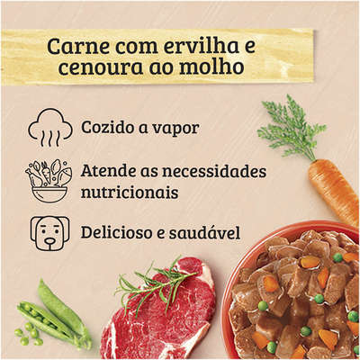 Ração Úmida Keldog Sachê Carne, Ervilha e Cenoura - 100 g