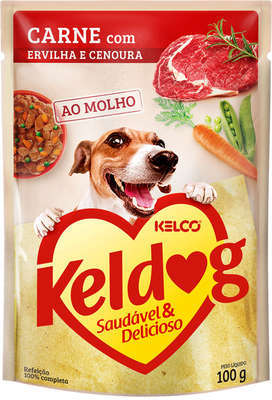 Ração Úmida Keldog Sachê Carne, Ervilha e Cenoura - 100 g