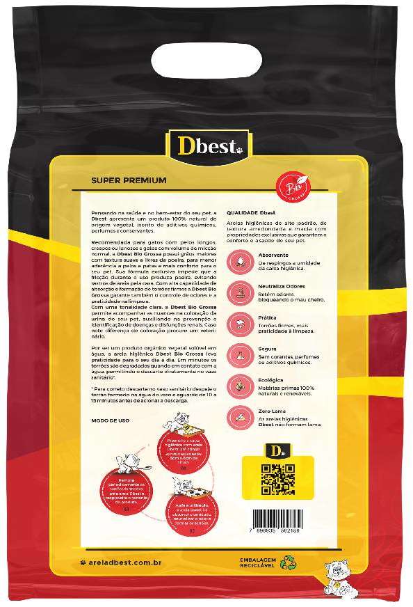 Areia Higiênica Dbest Bio Grossa - 2Kg