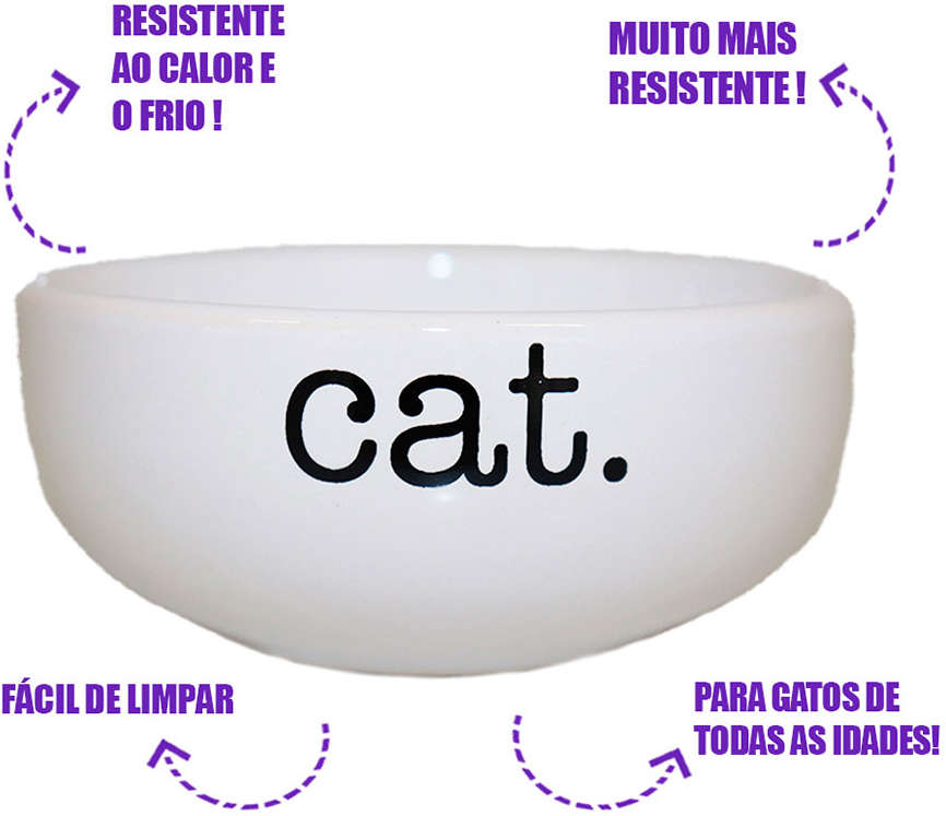 Comedouro de Cerâmica Pet Injet Cat Branco - Tam. P