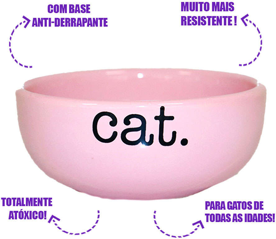 Comedouro de Cerâmica Pet Injet Cat Rosa - Tam. P