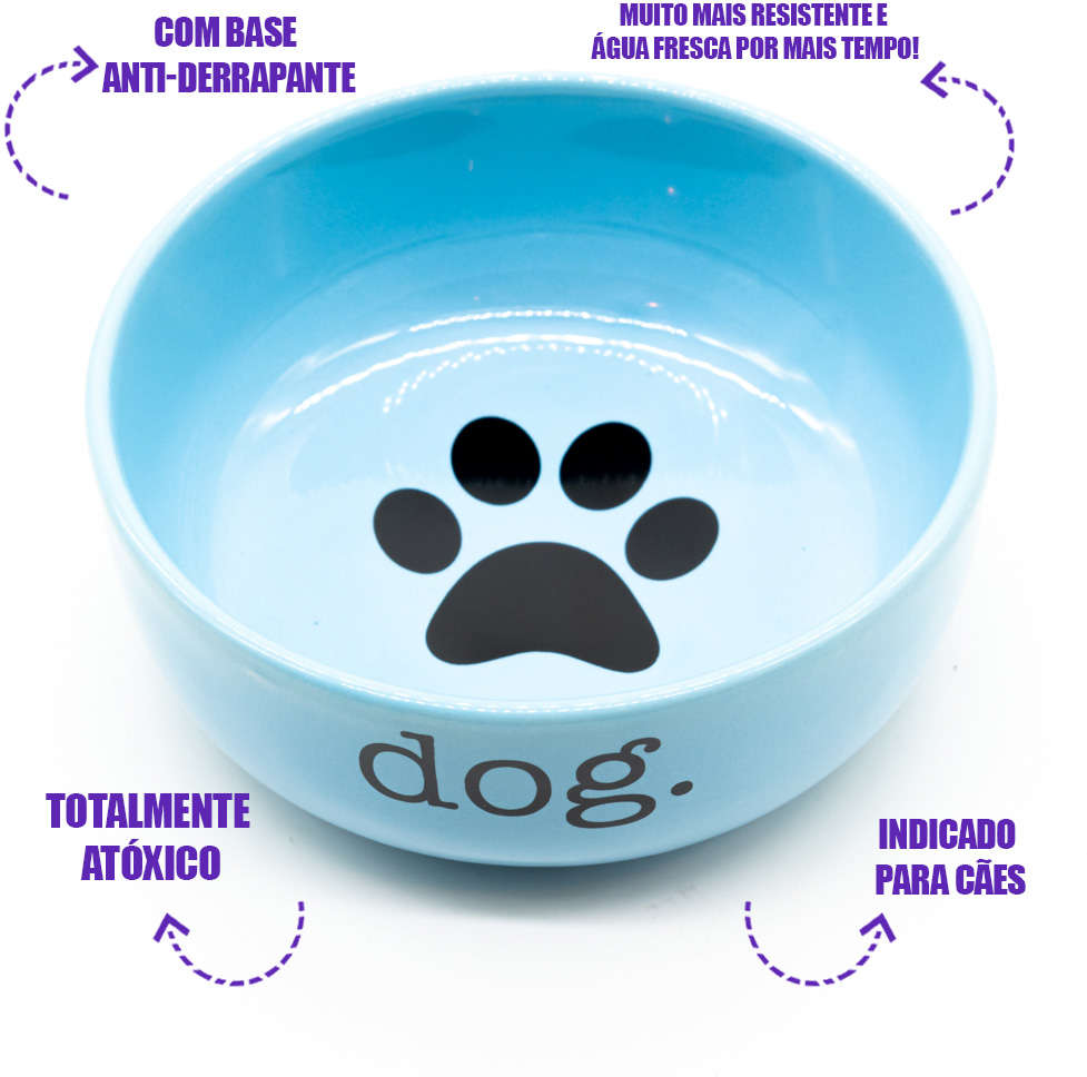 Comedouro de Cerâmica Pet Injet Dog Azul - Tam. P