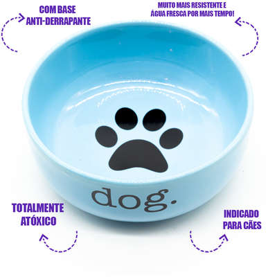 Comedouro de Cerâmica Pet Injet Dog Azul