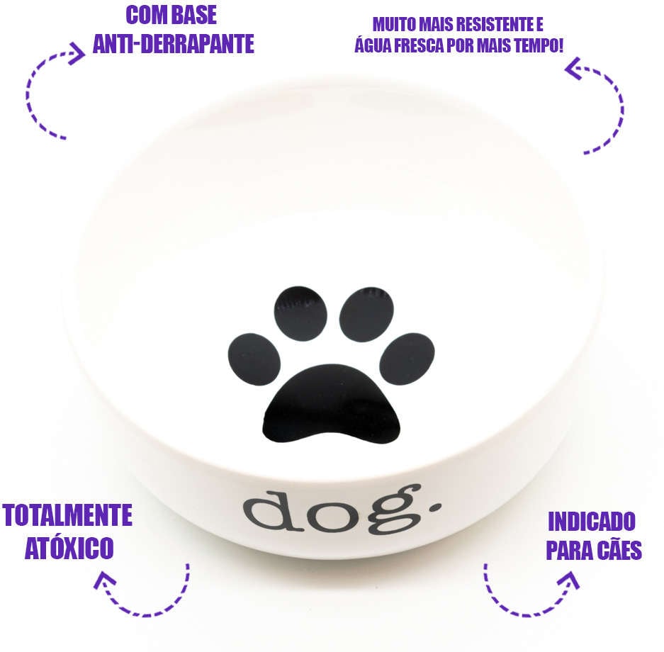 Comedouro de Cerâmica Pet Injet Dog Branco - Tam. M