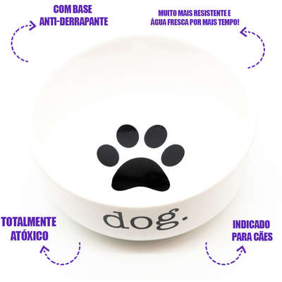 Comedouro de Cerâmica Pet Injet Dog Branco