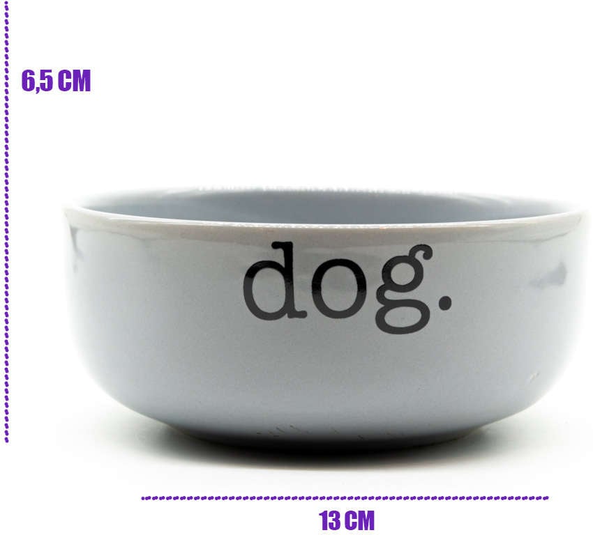 Comedouro de Cerâmica Dog Cinza - Tam. M