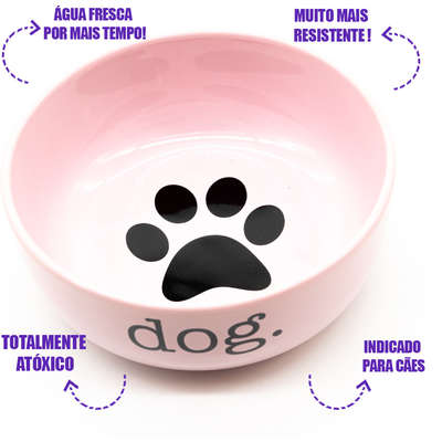 Comedouro de Cerâmica Pet Injet Dog Rosa