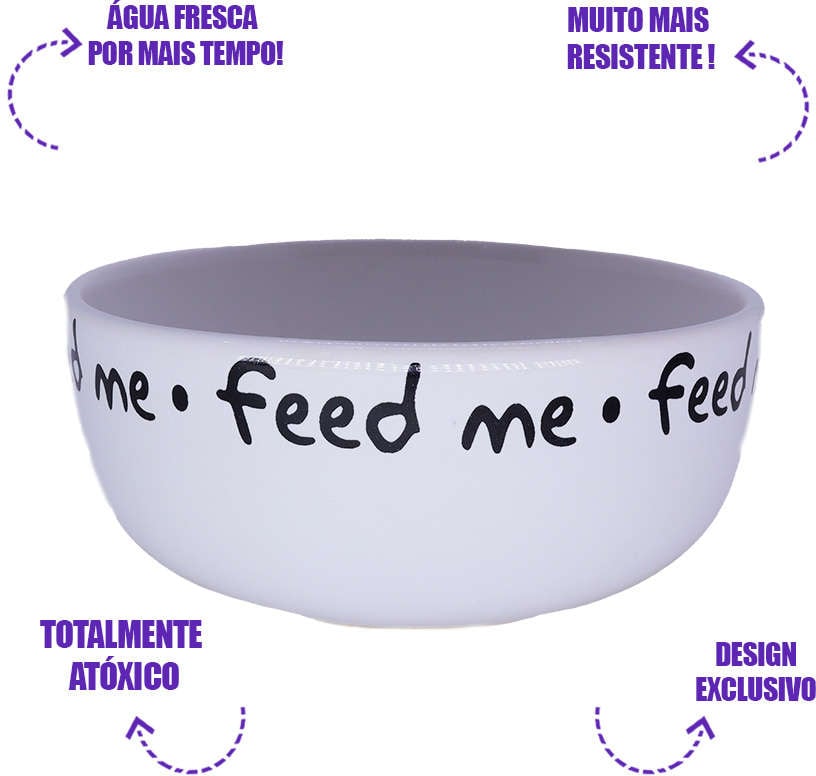 Comedouro de Cerâmica Pet Injet Feed Me Cinza - Tam. P