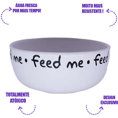 Comedouro de Cerâmica Pet Injet Feed Me Cinza
