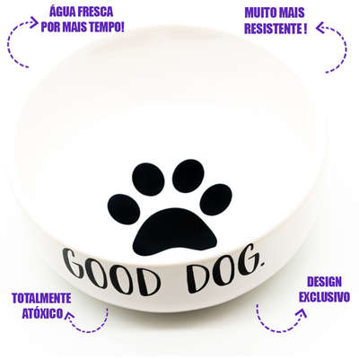 Comedouro de Cerâmica Pet Injet Good Dog Branco