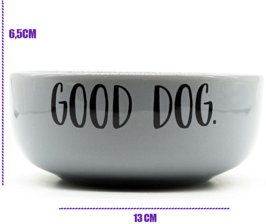 Comedouro de Cerâmica Pet Injet Good Dog Cinza - Tam. M
