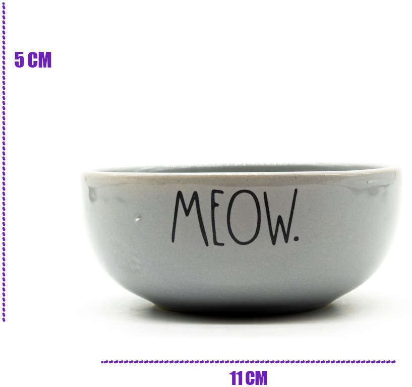 Comedouro de Cerâmica Pet Injet Meow Cinza - Tam. P