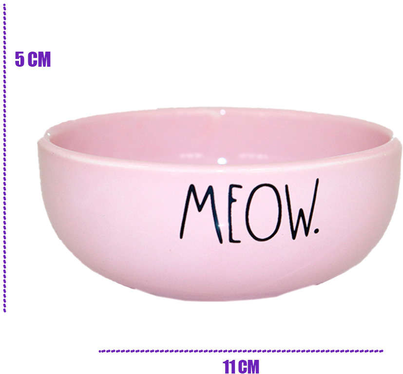 Comedouro de Cerâmica Pet Injet Meow Rosa - Tam. P