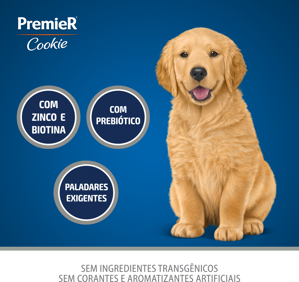 Biscoito PremieR Cookie para Cães Filhotes Porte Médio e Grande Sabor Frango - 250g