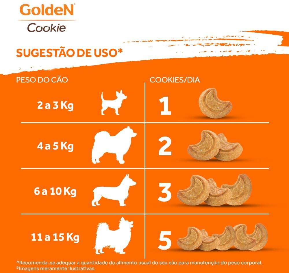 Biscoito GoldeN Cookie para Cães Adultos Porte Pequeno Sabor Banana com Aveia e Mel - 350g