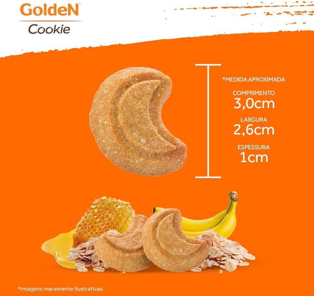 Biscoito GoldeN Cookie para Cães Adultos Porte Pequeno Sabor Banana com Aveia e Mel - 350g
