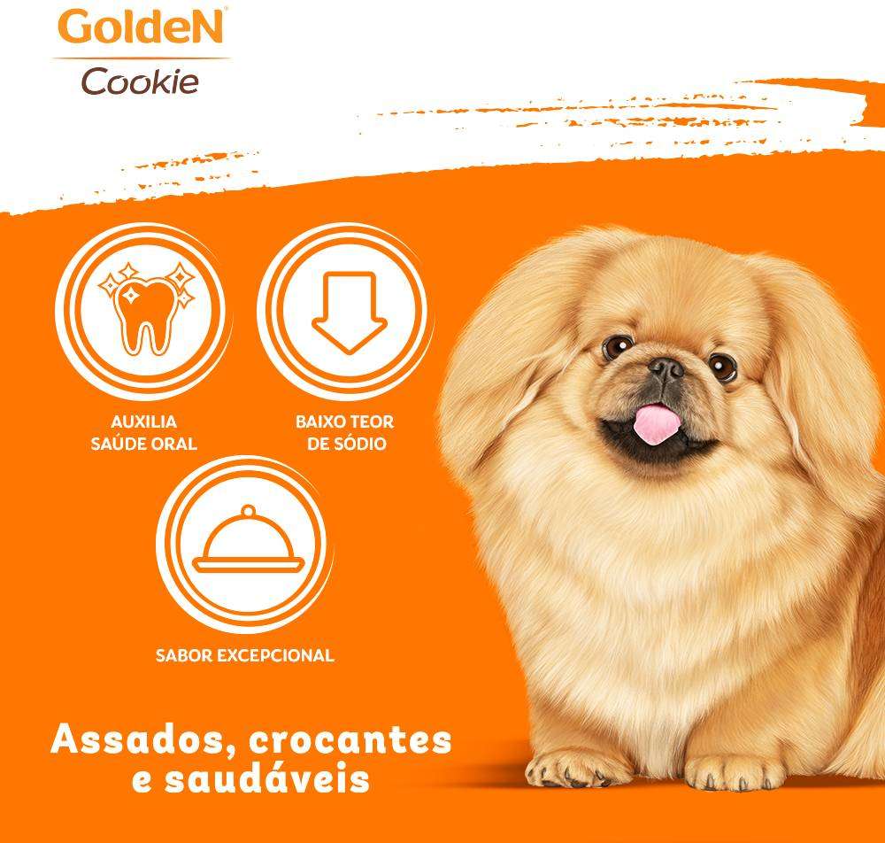 Biscoito GoldeN Cookie para Cães Adultos Porte Pequeno Sabor Banana com Aveia e Mel - 350g