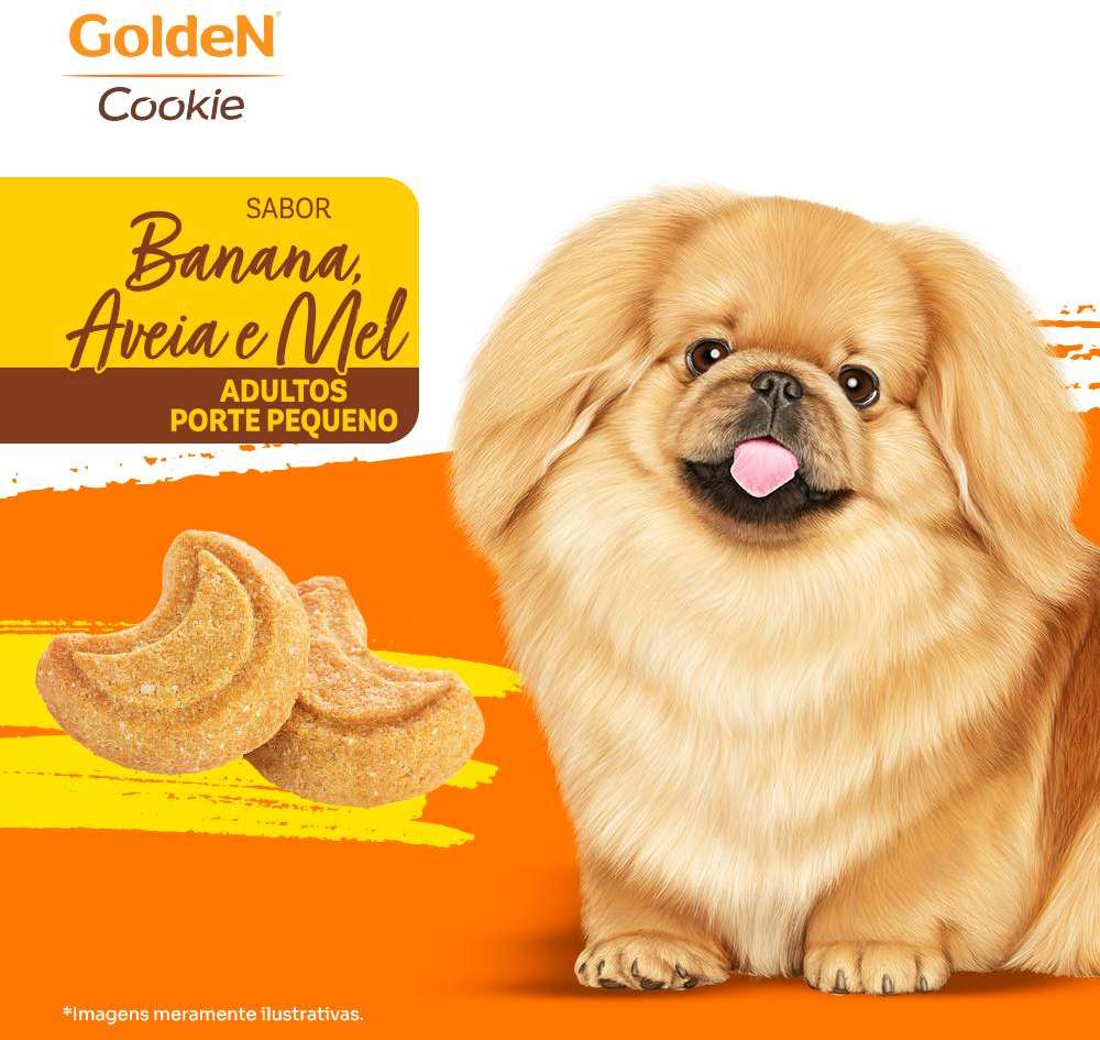 Biscoito GoldeN Cookie para Cães Adultos Porte Pequeno Sabor Banana com Aveia e Mel - 350g