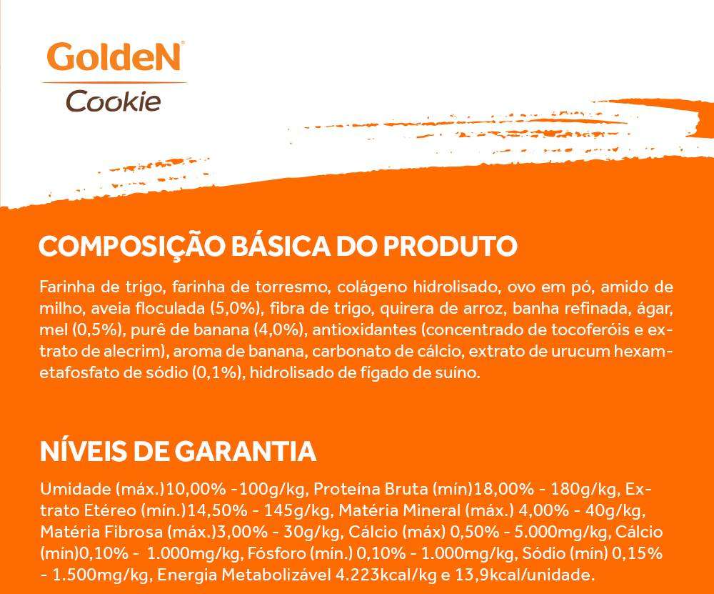 Biscoito GoldeN Cookie para Cães Adultos Porte Pequeno Sabor Banana com Aveia e Mel - 350g