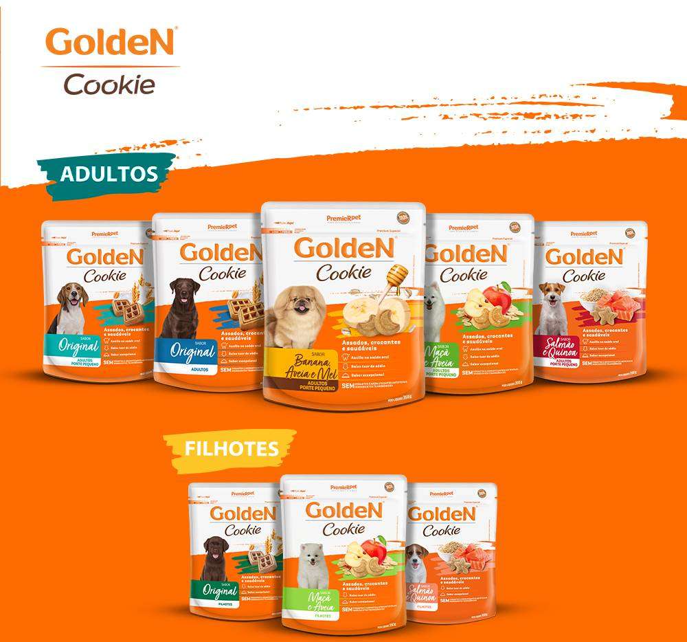 Biscoito GoldeN Cookie para Cães Adultos Porte Pequeno Sabor Banana com Aveia e Mel - 350g