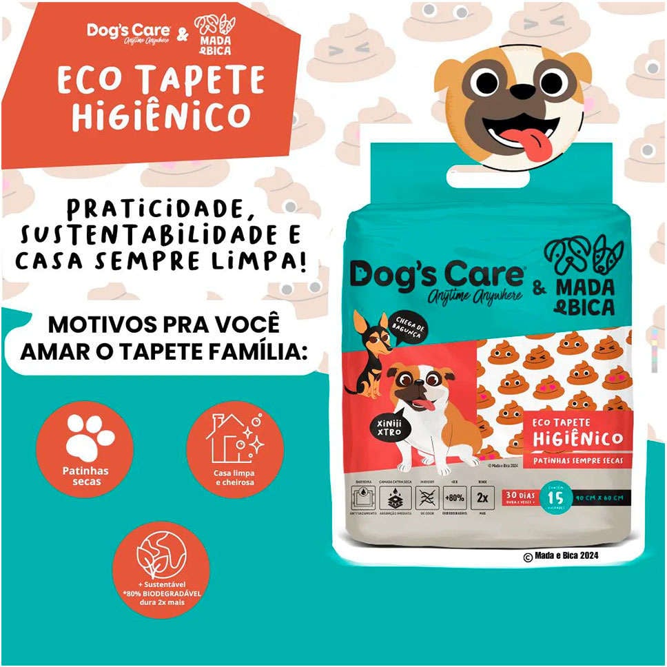 Eco Tapete Higiênico Dog's Care Mada & Bica - 15 Unidades