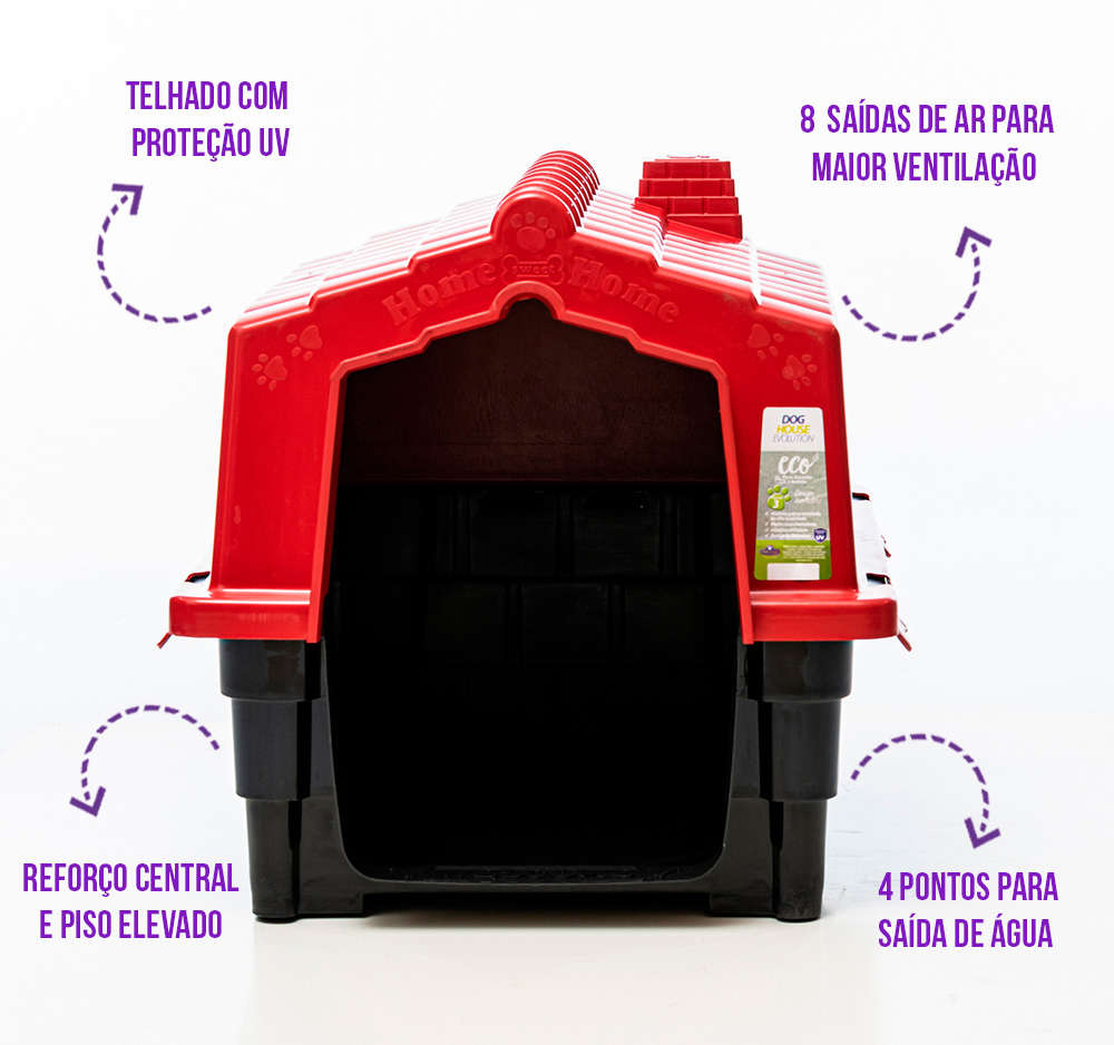 Casa Pet Injet Dog House Evo Eco Colors Vermelho - N°2