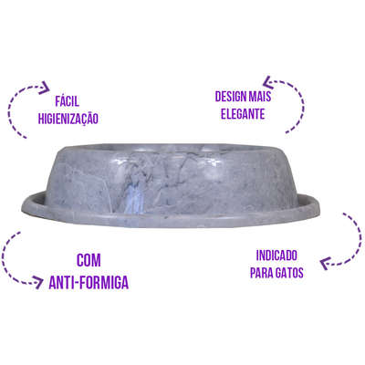 Comedouro de Plástico Pet Injet Anti Formiga Marmo Carrara”