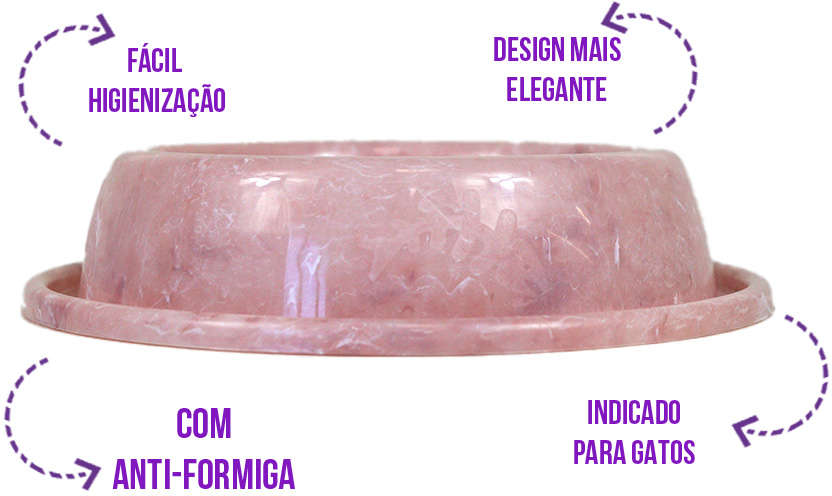 Comedouro de Plástico Pet Injet Anti Formiga Marmo Rose - 300 mL