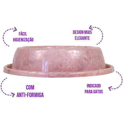 Comedouro de Plástico Pet Injet Anti Formiga Marmo Rose”