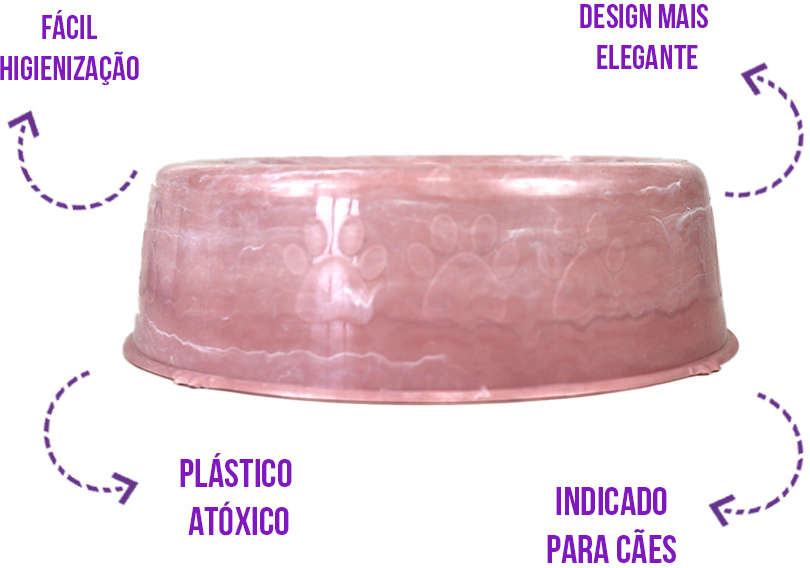 Comedouro de Plático Pet Injet Patinha Mármore Rose - 300 mL