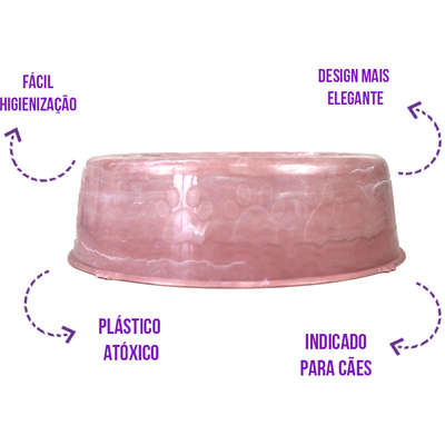 Comedouro de Plático Pet Injet Patinha Mármore Rose”